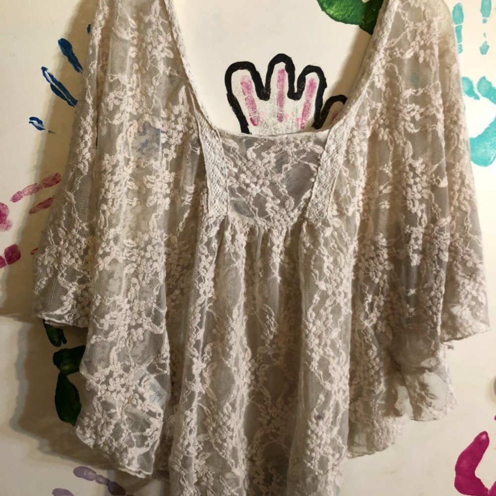 Ivory Lace Flowy Dress Shirt